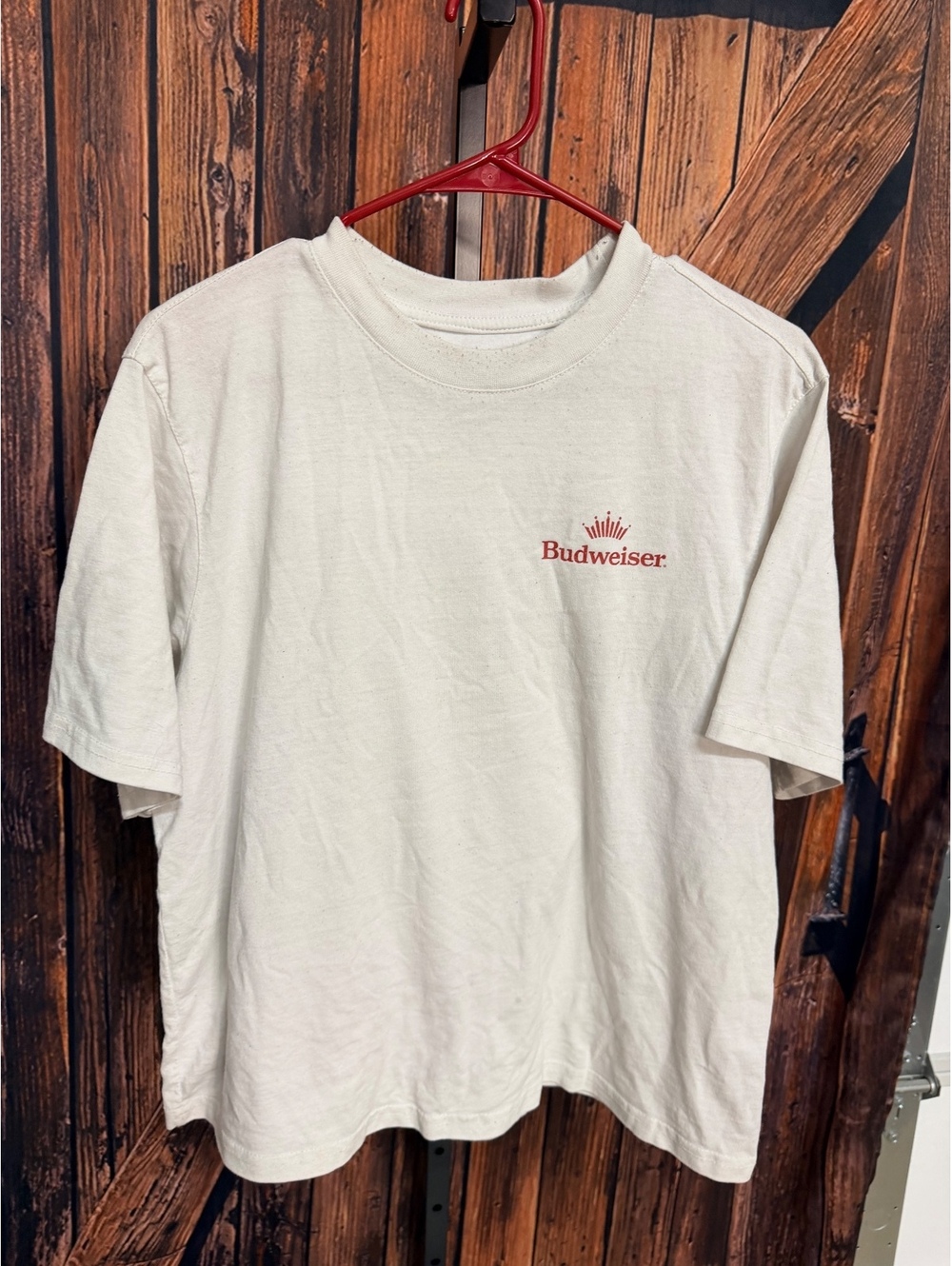 Budweiser Graphic Logo T-Shirt Medium White Cotton Blend